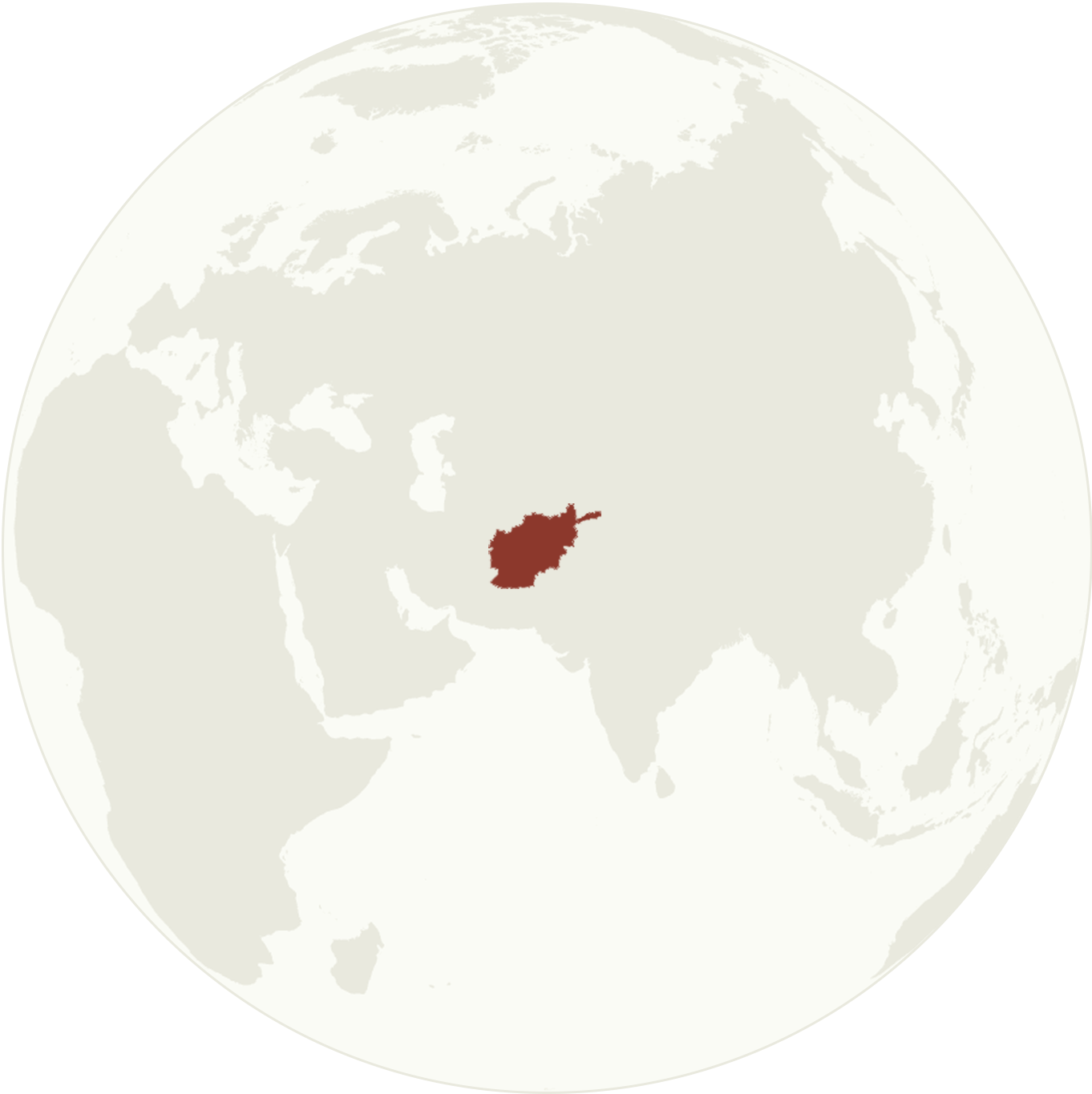 Globe with the country Afghanistan in Central Asia highlighted